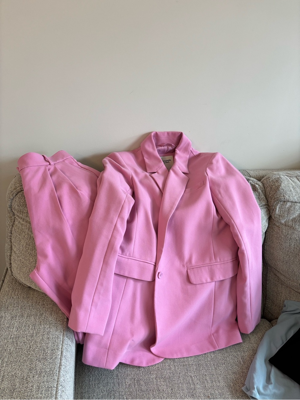 Abercrombie Women's Pink oversized Blazer & Wide-Leg Pants Set